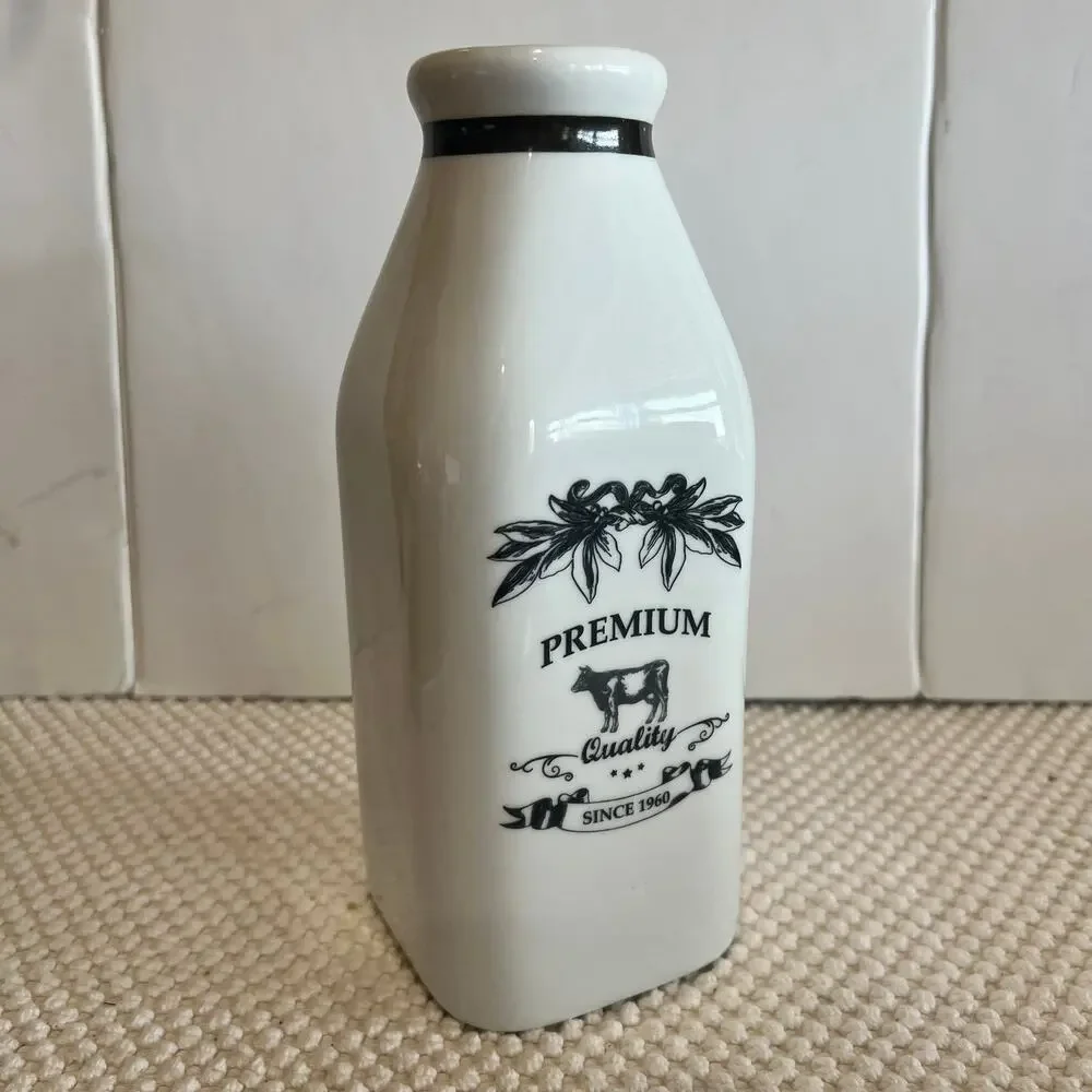 Vintage Fitz & Floyd Premium White Milk Bottle Ceramic approx 9